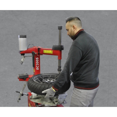 Corghi BC200S Motorcycle/ATV Tire Changer + Wheel Support Kit + Sm Wheel Mounting Roller