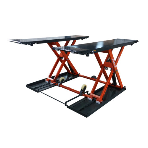 Stratus SAE-MS9000XT Extra Wide Extra Tall 47 1/4in Commercial Grade Open Center Mobile Mid Rise Electric Safety Lock Release Scissor Lift