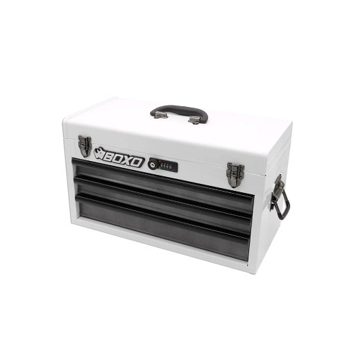 Boxo ECC20301-003R2 159-Piece Metric and SAE Combo Tool Set with White 3-Drawer Hand Carry Box